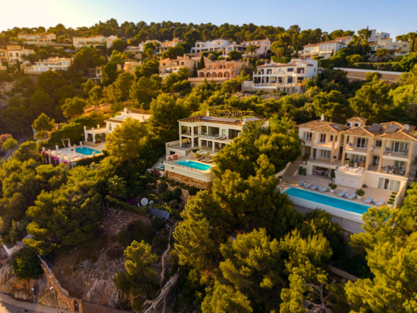 Aerial view of the infinity pool and sun terrace