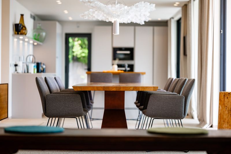 Dining room with designer furniture