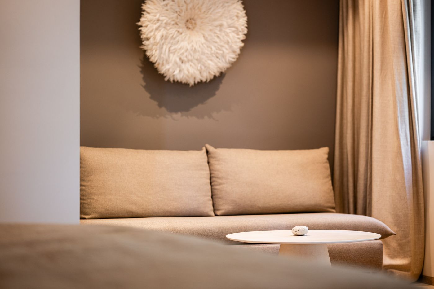 Cosy bedroom suite with upholstered headboard